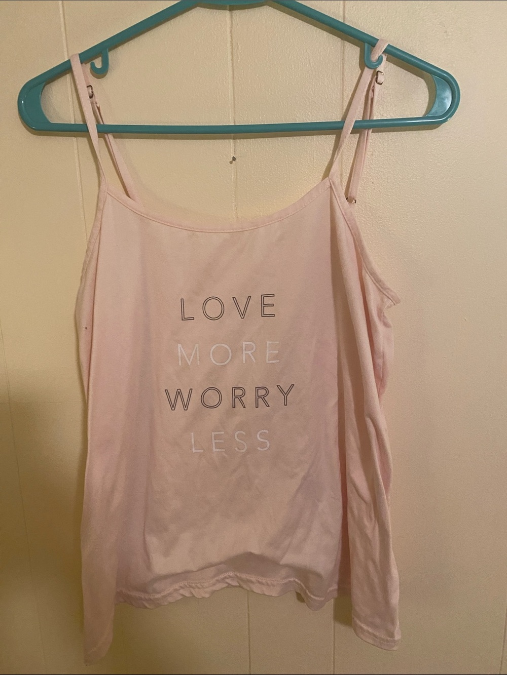 Danskin Sweet Pink Spaghetti Strap Tank - Love More Worry Less medium